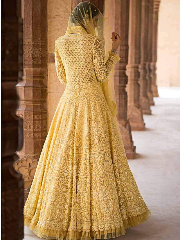 Yellow Net Indo Western Dress