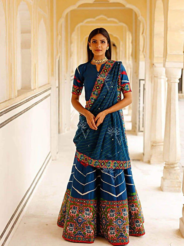 Vasansi Signature Leheriya Silk Lehenga