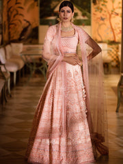 Peach Organza Bridal Lehenga