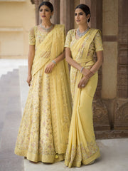 Yellow Pure Georgette Saree