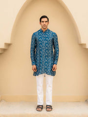 Coastal Bloom Blue Ganganagery Kurta