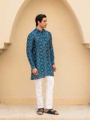 Coastal Bloom Blue Ganganagery Kurta