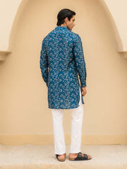 Coastal Bloom Blue Ganganagery Kurta