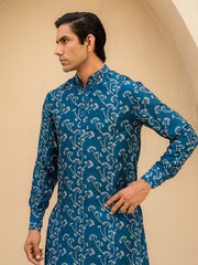 Coastal Bloom Blue Ganganagery Kurta