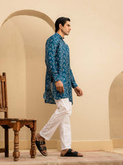 Coastal Bloom Blue Ganganagery Kurta