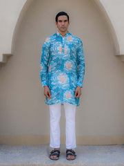 Floral Fusion Blue Ganganagery Kurta