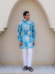 Floral Fusion Blue Ganganagery Kurta