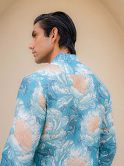 Floral Fusion Blue Ganganagery Kurta