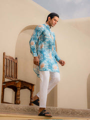 Floral Fusion Blue Ganganagery Kurta