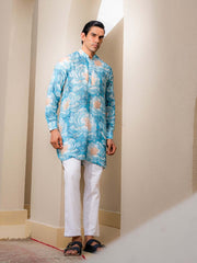 Floral Fusion Blue Ganganagery Kurta