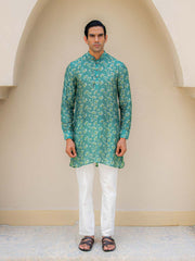 Coastal Bloom Green Ganganagery Kurta