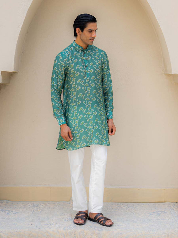 Coastal Bloom Green Ganganagery Kurta