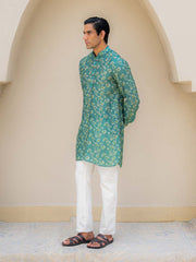 Coastal Bloom Green Ganganagery Kurta