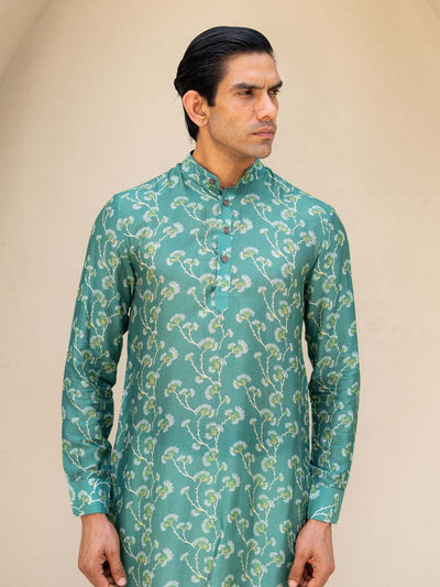 Coastal Bloom Green Ganganagery Kurta