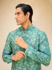 Coastal Bloom Green Ganganagery Kurta