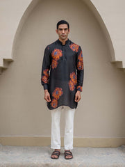 Floral Bliss Black Ganganagery Kurta