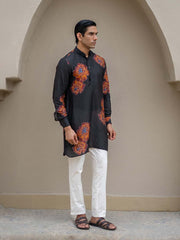 Floral Bliss Black Ganganagery Kurta