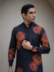 Floral Bliss Black Ganganagery Kurta