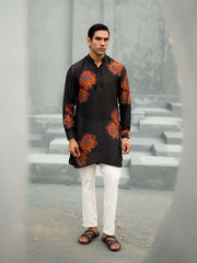 Floral Bliss Black Ganganagery Kurta