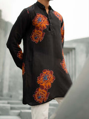 Floral Bliss Black Ganganagery Kurta