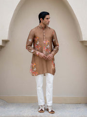 Light Brown Butterfly Printed Kurta