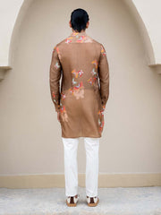 Light Brown Butterfly Printed Kurta