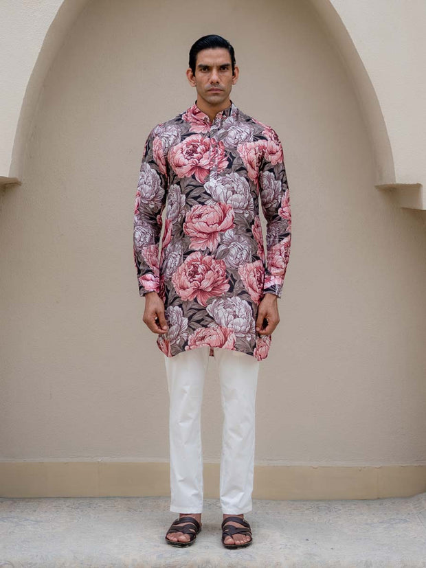 Floral Fusion Rose Ganganagery Kurta