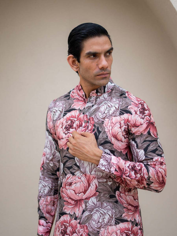 Floral Fusion Rose Ganganagery Kurta