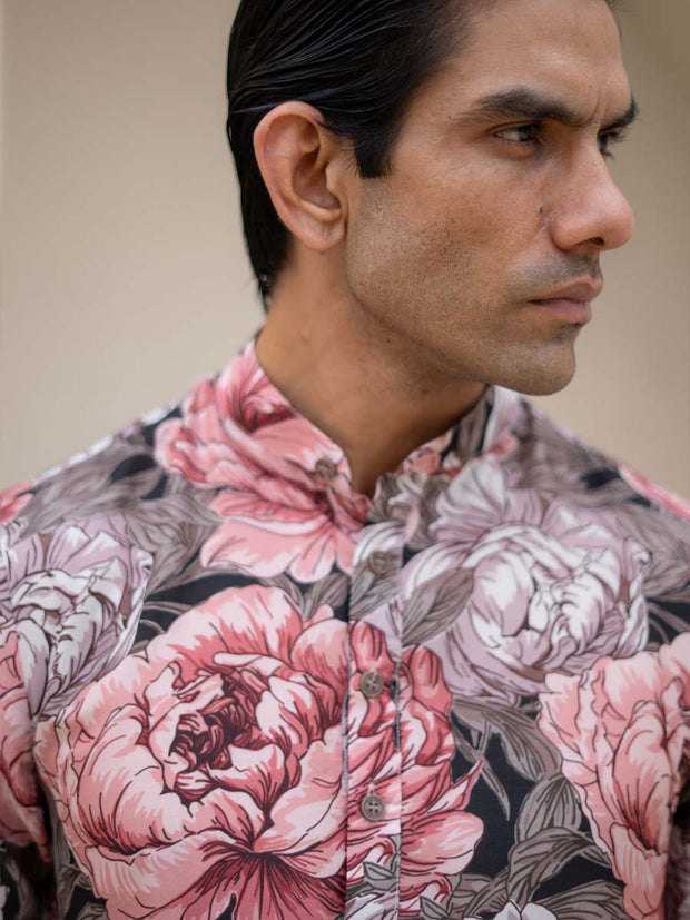 Floral Fusion Rose Ganganagery Kurta