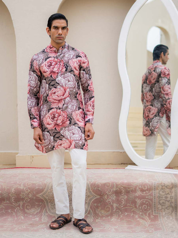 Floral Fusion Rose Ganganagery Kurta