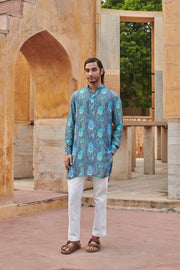 Leopard Grey Ganganagery Kurta