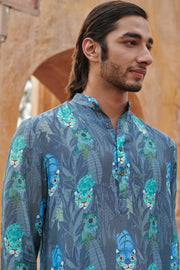 Leopard Grey Ganganagery Kurta