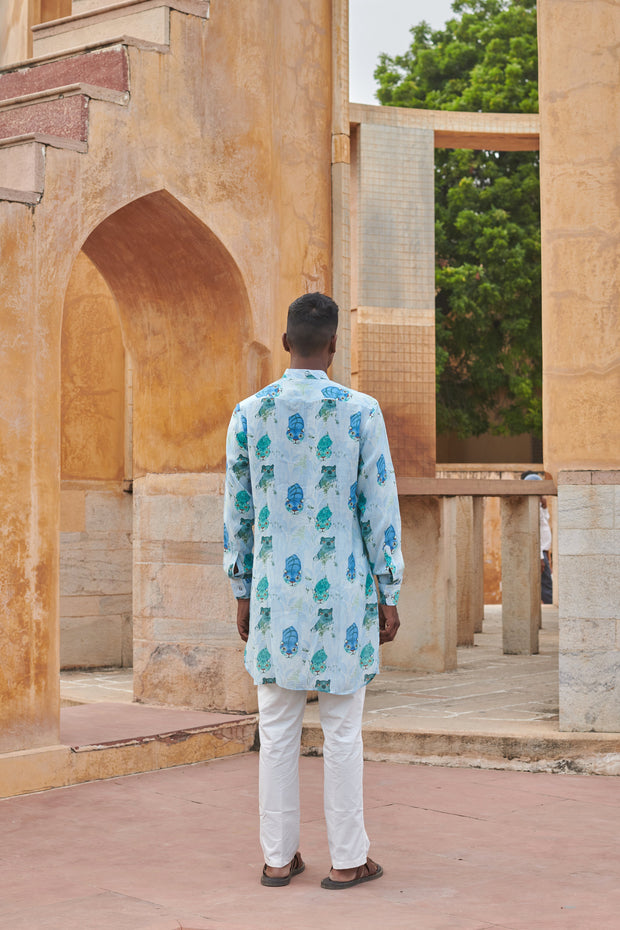 Leopard Ice white Ganganagery Kurta