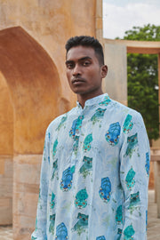 Leopard Ice white Ganganagery Kurta