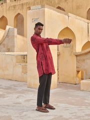 Red Arch Printed Ganganagery Kurta