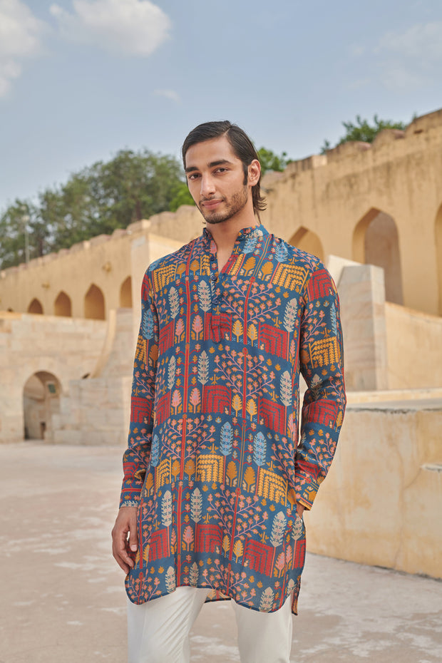 Cyan Blue Ganganagery Kurta