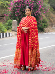 Red Vasansi Silk Anarkali Suit Set