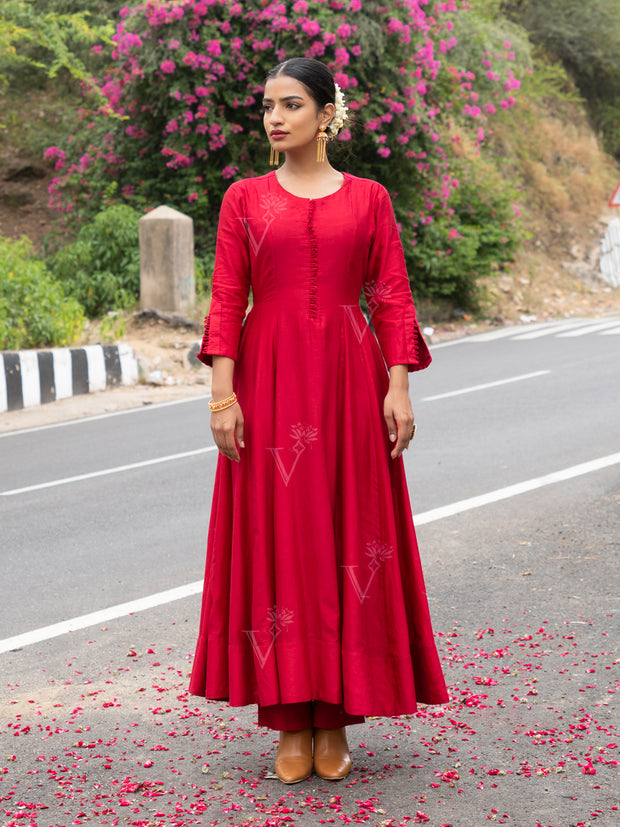 Red Vasansi Silk Suit Set