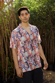 Lilly Pink Leaf - Silk - Oversize Hawaiian Collar Shirt