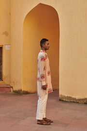 Cream Elephant applique Ganganagery Kurta