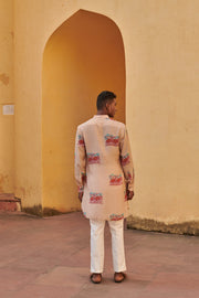 Cream Elephant applique Ganganagery Kurta