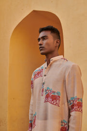 Cream Elephant applique Ganganagery Kurta