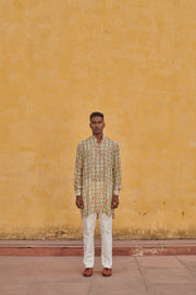 Lime Green Floral Ganganagery Kurta