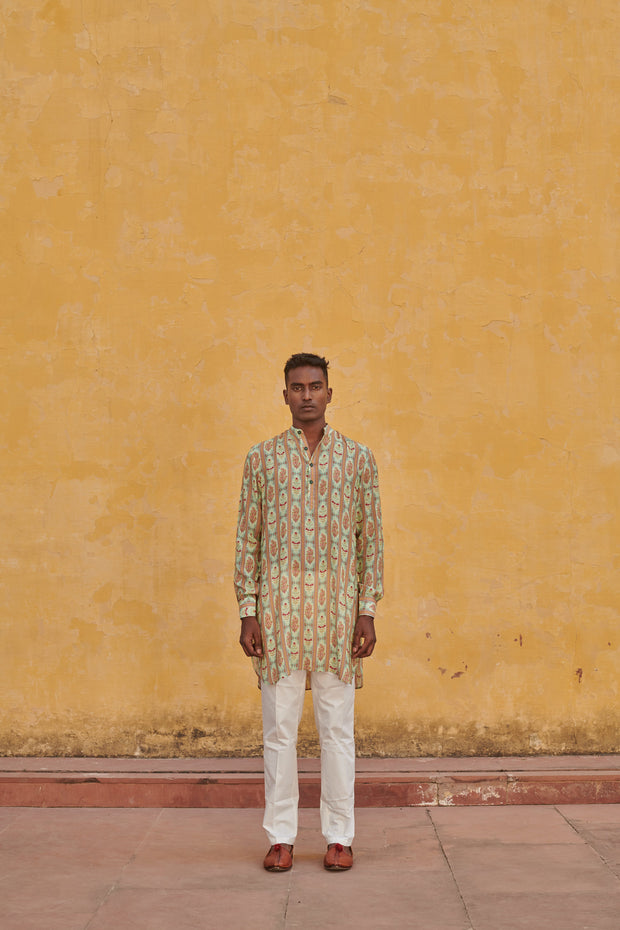 Lime Green Floral Ganganagery Kurta