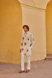 Fern Floral White Ganganagery Kurta