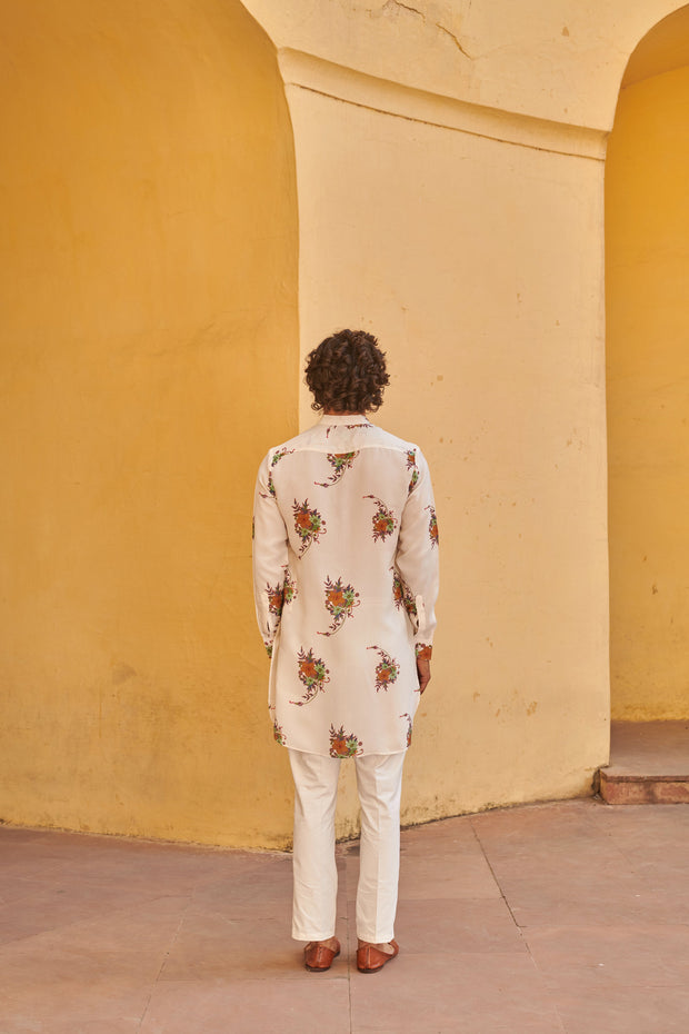 Fern Floral White Ganganagery Kurta