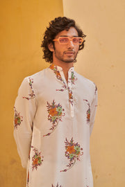 Fern Floral White Ganganagery Kurta