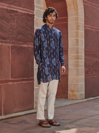 Khajuraho Blue Ganganagery Kurta