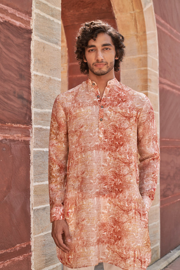 Khajuraho Orange Ganganagery Kurta