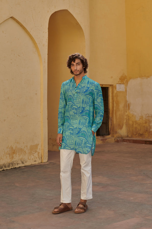 Rampuria Haveli Seagreen Ganganagery Kurta